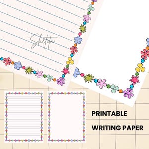 Papel de carta inspirado, conjunto de papelaria para impressão, 8,5 x 11" PDF e PNG, download instantâneo, designs de papel inspirados com e sem linhas