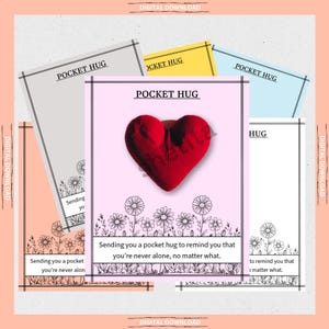 Printable Pocket Hug Card Available in 3 Sizes | Digital Download | Send a Hug Anytime | Printable Card  with Transparent Background