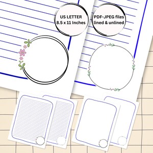 2 Design de papel de carta inspirado, pautado e com páginas em branco, conjunto de papelaria para impressão, arquivos PDF-JPG de 8,5 x 11 pol., download instantâneo de designs de papel inspirados