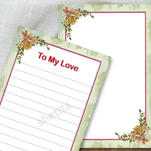 Para mi amor: Tarjeta imprimible con borde de jardín, PNG y PDF, descarga instantánea, marco de regalo hecho a mano, marco minimalista