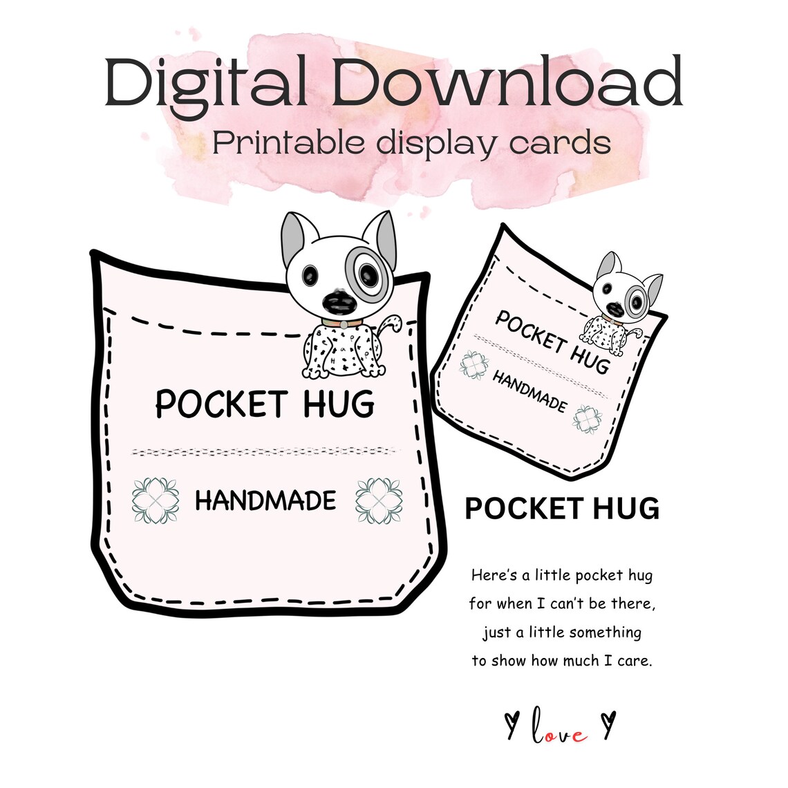 Printable Pocket Hug Holder Two Sizes on Four Pages Digital PDF-PNG ...