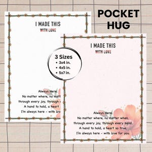 3 tamanhos de Little Hug, Big Love Cartão de bolso para impressão, download digital, envie um abraço a qualquer hora, cartão para impressão com fundo transparente