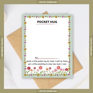 Printable Pocket Hug Cards Mini Card for Friends Loved Ones Warm Printable Card Loved Mini Note Digital Download Thoughtful Gift for Friends