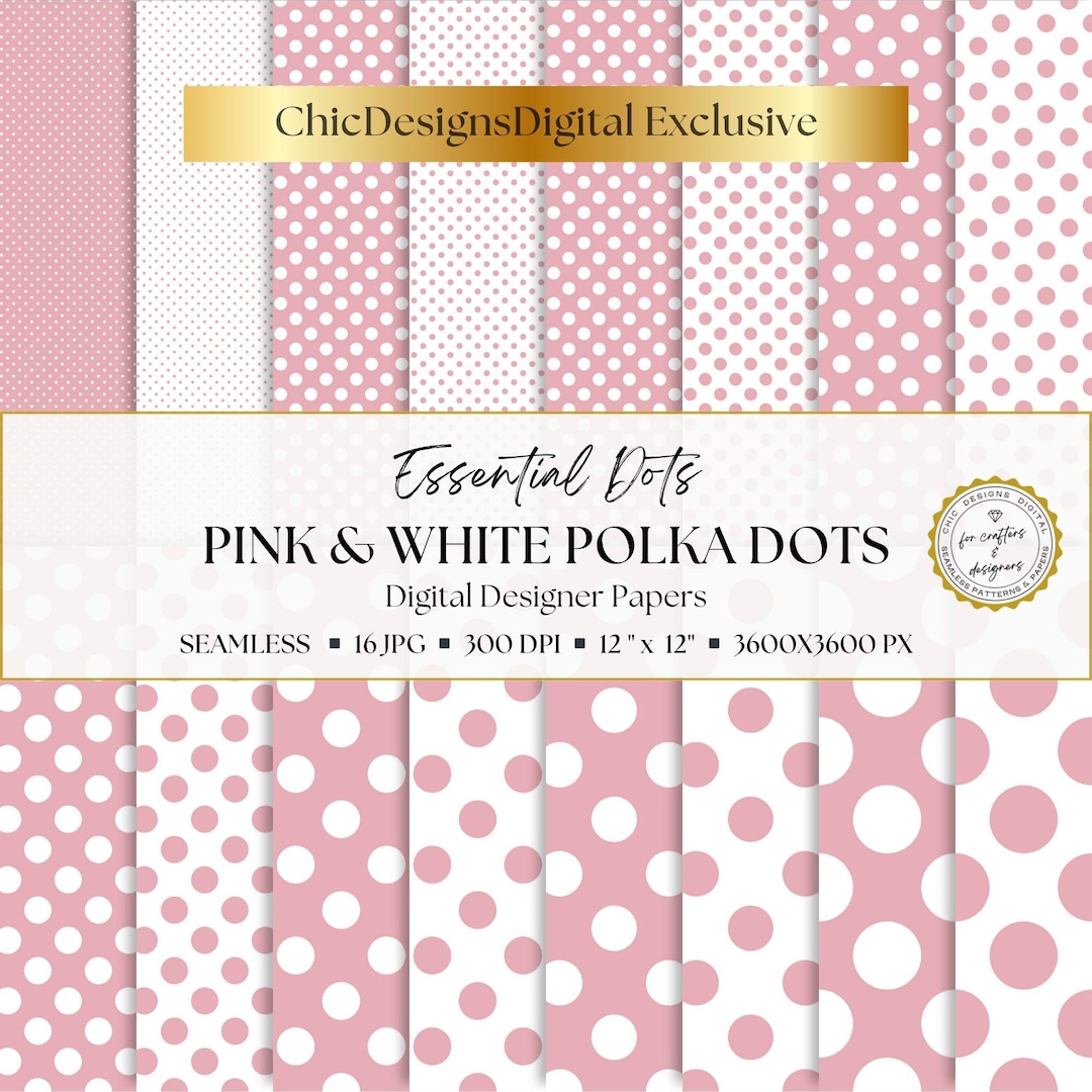Blush Pink & White Polka Dot Digital Papers: 16 Soft Pink Seamless Dot ...