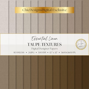 Digitale Papiere mit Leinenstruktur in Taupe, 24 nahtlose Stoffhintergründe, neutrale Beige-Braun-Töne, druckbare Papiertexturen
