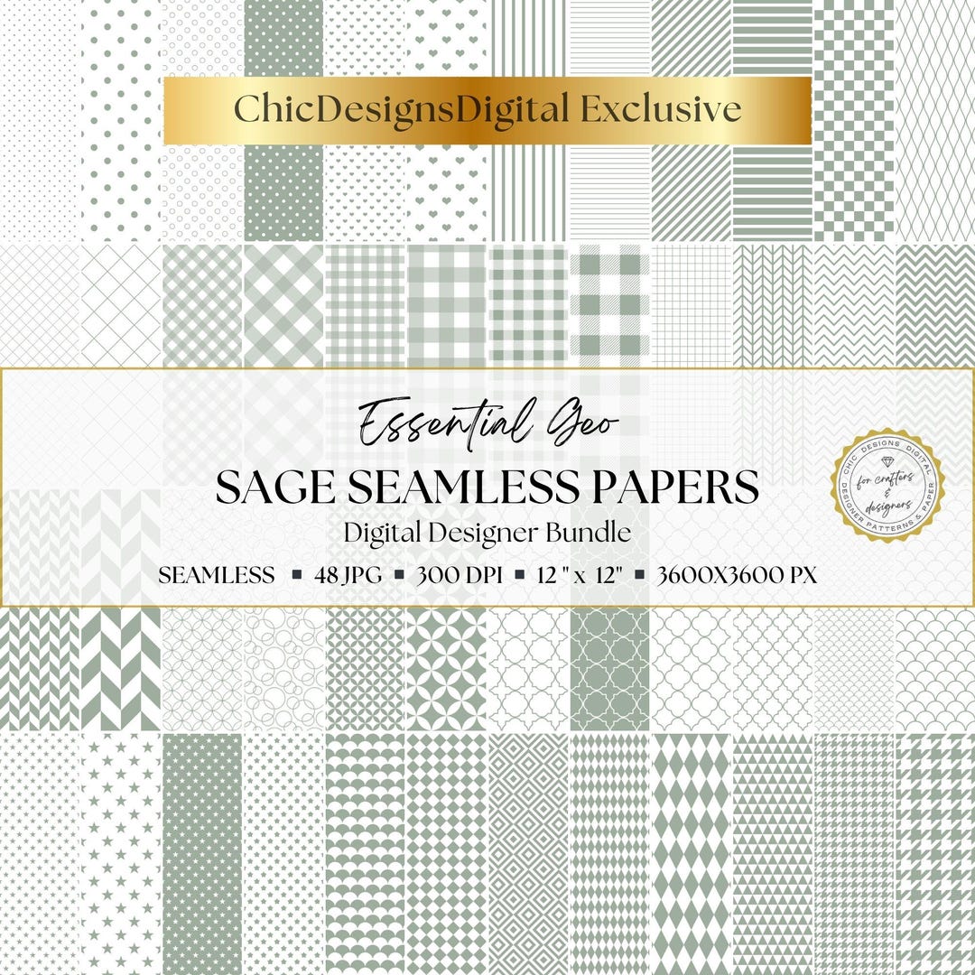 Sage Pattern Sample Sage Digital Papers: Essential Geo Collection, 48 Seamless Patterns ...