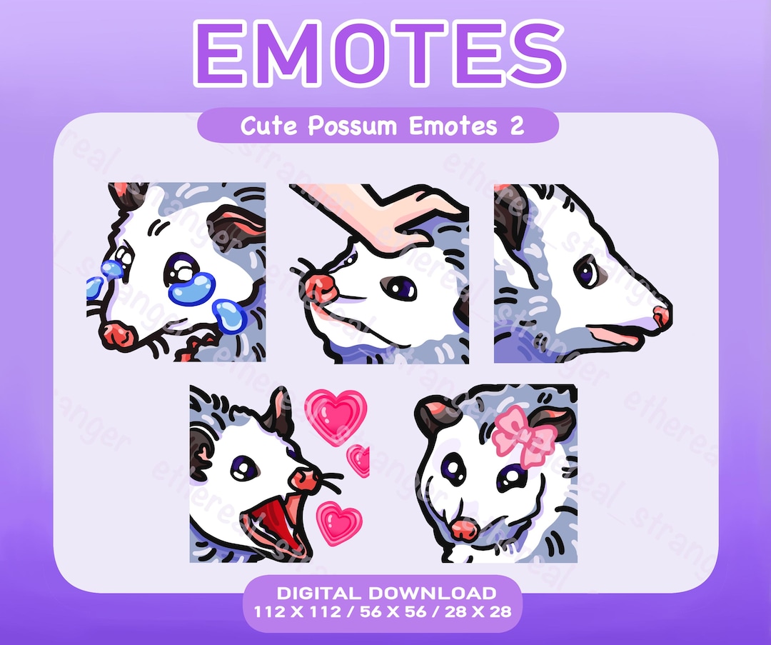 Cute Possum Emotes: Part 2 for Streaming - Twitch, Discord, Youtube - Etsy