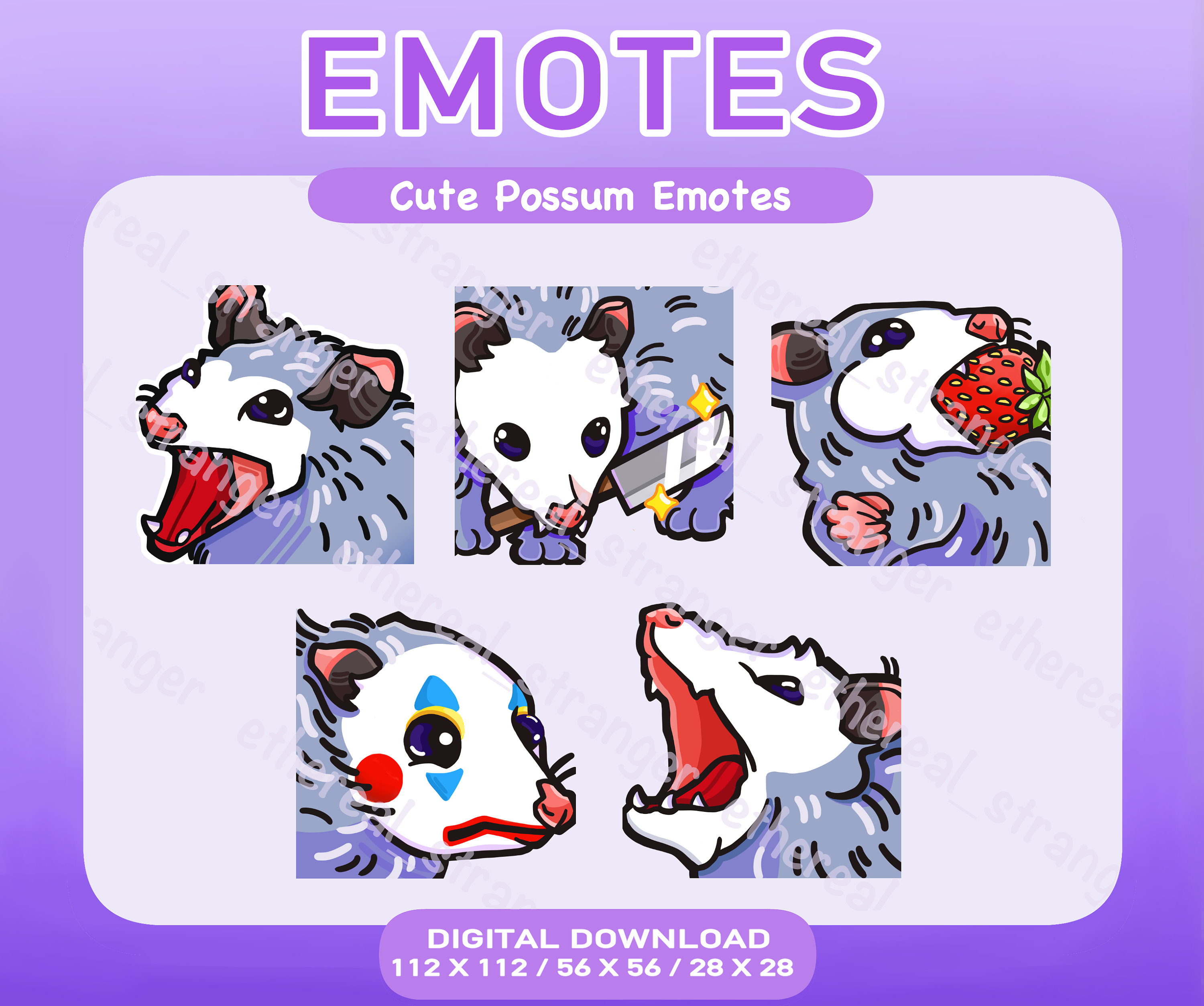 Cute Possum Emotes for Streaming - Twitch, Discord, Youtube - Etsy