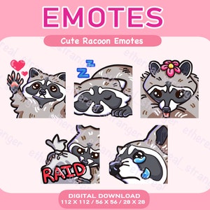 Cute Racoon Emotes for Streaming - Twitch, Discord, Youtube