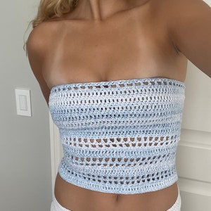 Boho Chic Crochet Strapless Top - Crochet Tube Top, Crochet Top, Handmade, Tube Top, Crop Top