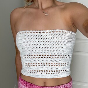 Boho Chic Crochet Strapless Top - Crochet Tube Top, Crochet Top, Handmade, Tube Top, Crop Top