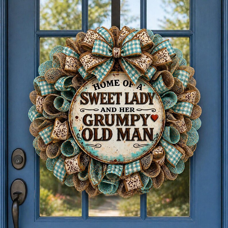 Home Sweet Lady Grumpy Old Man Round Sign, Distressed Aluminum Decor - Etsy