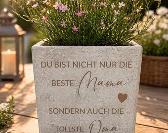 Flower pot | Gift | Mom, Grandma, Great-Grandma, you are wonderful | Concrete-look ceramic | Gift idea, birthday, small thank you, personalized