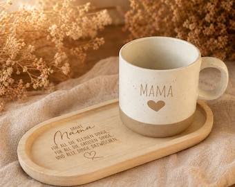 Set regalo per mamma/nonna: tazza e vassoio in legno con incisione | Festa della mamma | Regalo | Personalizzato