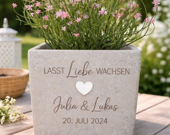 Hochzeitsgeschenk |  Blumentopf  | Betonoptik Keramik | Geschenkidee  | Individuell | lasst liebe wachsen