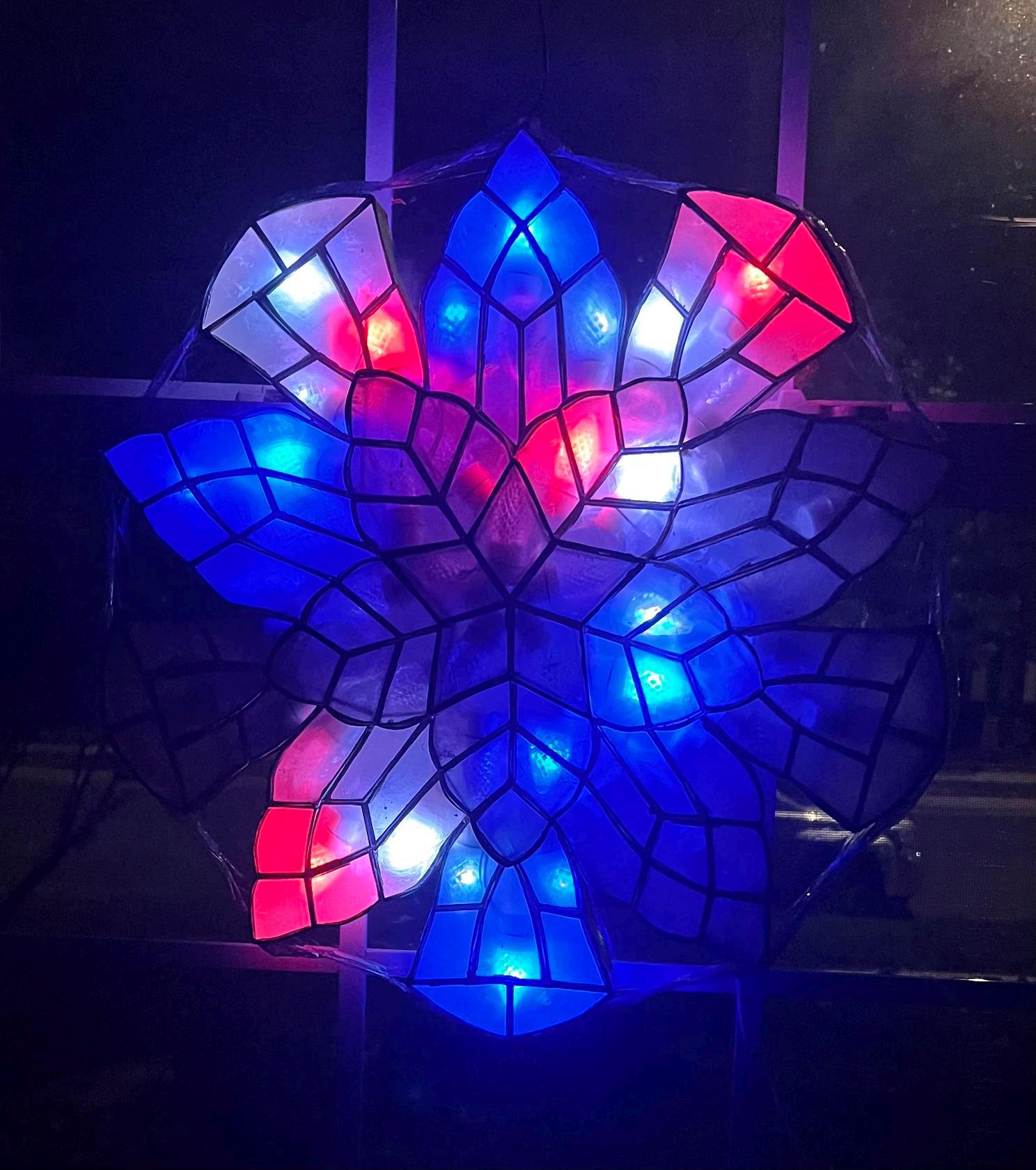Lanterne De Noël Philippine Parol 19" - Lumières RGB Changeantes - Coquillage De Capiz - Neuf