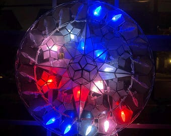 Lanterne De Noël Philippin Parol 19" - Lumières RGB Changement De Couleur - Coquillage Capiz - Neuf 2025