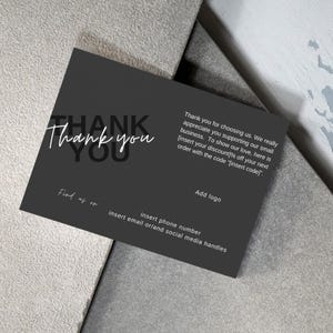 Editable Thank You Card for Small Business | Canva Template | Printable Packaging Insert | Custom Business Thank You Note