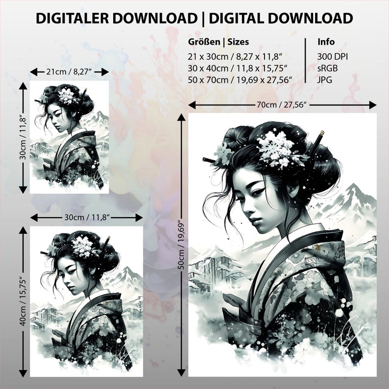 Printable Picture of A Geisha in Black and White Japan, Beautiful ...