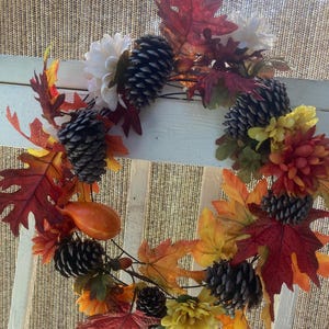 Metal Thanksgiving Wreath, Modern Fall Wreath for Front Door, Autumn Door Decor, Minimalist Harvest Wreath, Handmade Holiday Decor