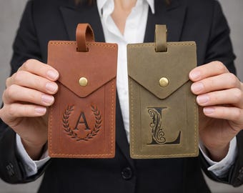 Custom Leather Luggage Tags with Logo: Personalized Travel Accessories, Hot Stamped Business Gift, Corporate Travel Gift