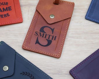 Personalized Leather Luggage Tag, Custom Travel Gift
