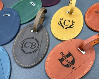 Personalized Leather Luggage Tags, Wedding Favors Custom Leather Luggage Tag for Men, Travel Accessories Bags and Purses Gift for Her