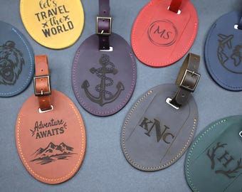 Leather Luggage Tag Personalized, Wedding Favors, Travel Gift, Custom Groomsmen or Bridesmaid Gift