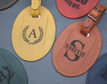 Personalized Leather Luggage Tag: Custom Travel Bag ID, Hidden Info