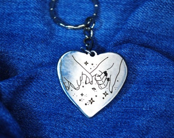 Personalized Stainless Steel Heart Keychain, Engraved Keepsake