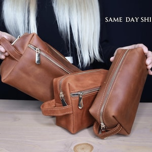 Personalized Toiletry Bag | Dopp Kit for Men | Groomsmen Gift | Travel Organizer | Leather Wash Bag