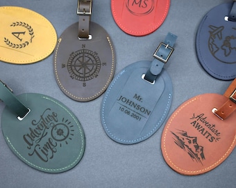 Custom Luggage Tag, Personalized Leather Gift, Wedding Party Favor, Travel Accessory for Couples