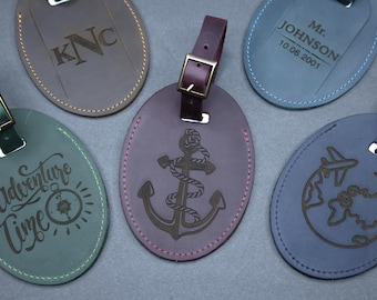 Personalized Leather Luggage Tag, Engraved Travel Gift, Wedding Favor