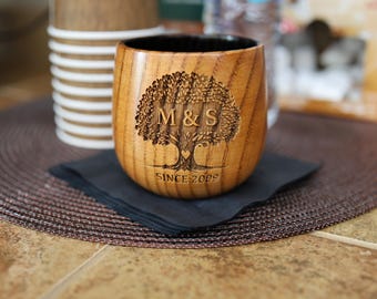 Personalized Wooden Whiskey Cup, Engraved Bourbon Tumbler, Father’s Day Gift, Custom Message