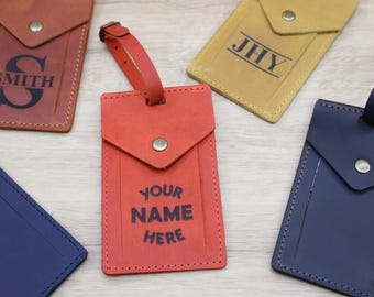Luggage Tags Personalized, Leather Tag for Wedding Guests, Travel Gift, Custom Groomsmen Favors