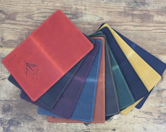 Personalized Leather Passport Holder and Luggage Tag Set, Full Grain Travel Accessories