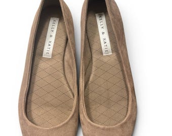 Kelly & Katie Taupe Suede Pointed Toe Flats