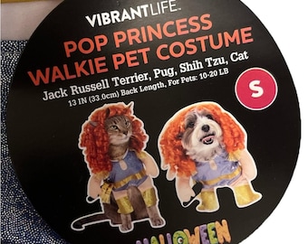 Disfraz de princesa pop vibrante para mascotas - Azul y dorado, talla pequeña