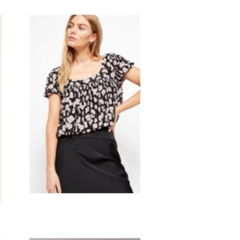 Free People Animal Print Mesh MEG’S BLOUSE bubble hem top women’s size x small image 3