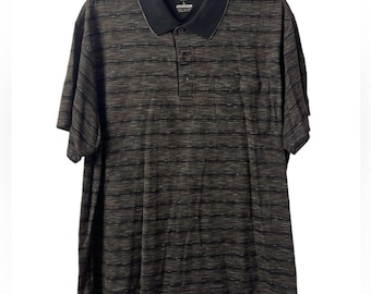 IZOD Mercerisiertes 100% Baumwolle Herren Dunkelgrün Gestreiftes Poloshirt Größe Large