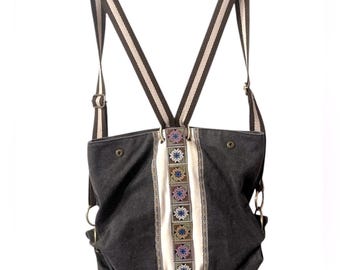 Goodhan Women’s Embroidered Canvas Backpack Daypack Anti-theft Shoulder Bag