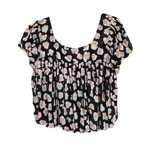 Free People Animal Print Mesh MEG’S BLOUSE bubble hem top women’s size x small image 1