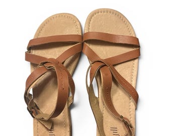 J. Jill Brown Strappy Leather Sandals Size 8