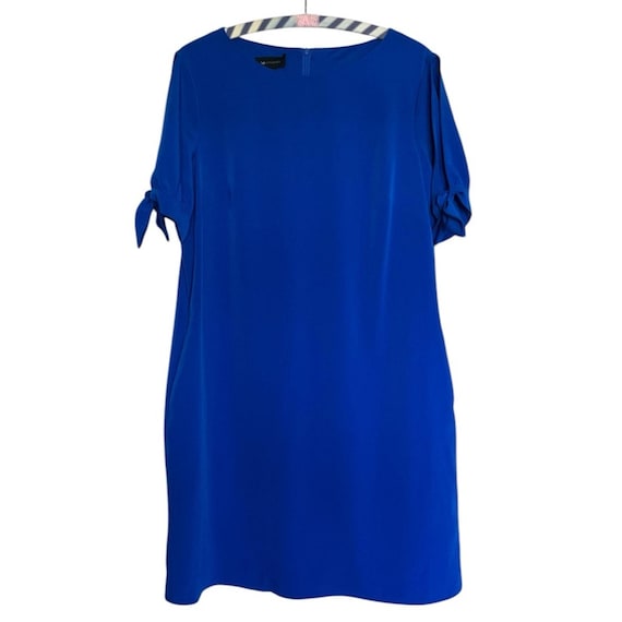 cobalt blue shift dress AB Studio Women's Size 14 Fitted V Neck Bow Women Maxi Dress This easy column dress Size:38X30