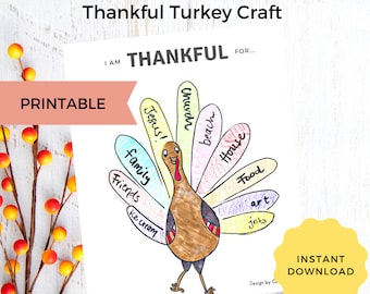 Thanksgiving Craft - Dankbaar Turkije Craft - Dankbaarheid Craft - Instant Download - Kids Crafts - Bijbel