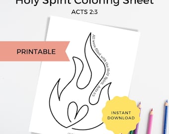 Holy Spirit Pentecost Coloring Page | Acts 2:3 Kids Christian Worksheet | Sunday School Activity
