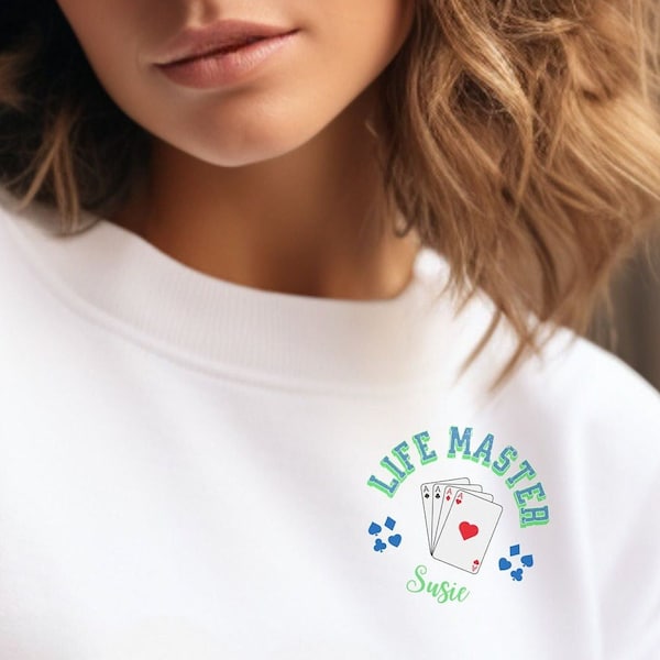 Personalized Bridge Life Master Sweatshirt, Unisex Heavy Blend™ Crewneck Shirt, Gift for Her,  Bridge Player Gift, Bridge Partner Gift