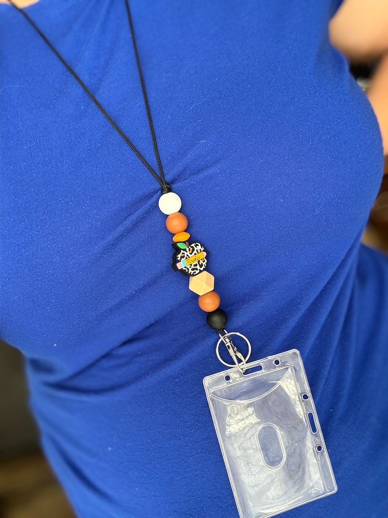 Soumake Id Badge Beaded Lanyard Adjustable Length Lightweight Non Rusting Reusable Silicone Beaded Breakaway Lanyard With Keychain - Foto 7