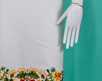 Typical Yucatecan Huipil Dress Hand Embroidered on Both Sides