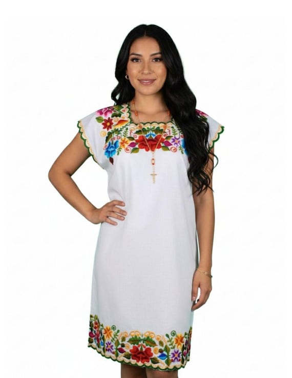 Traditional Yucatecan Huipil Dress, Hand-embroidered on Both Sides - Etsy Traditional Yucatecan Huipil Dress, Hand-embroidered on Both Sides - Etsy